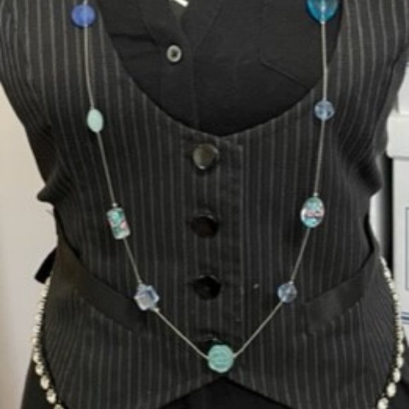42" Lamp work, Glass and Crystal Station Beads on a Silver Chain - Picture 7 of 7